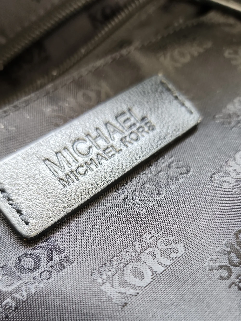 Michael Kors Black Pebbled Leather Satchel with Silver MK Charm